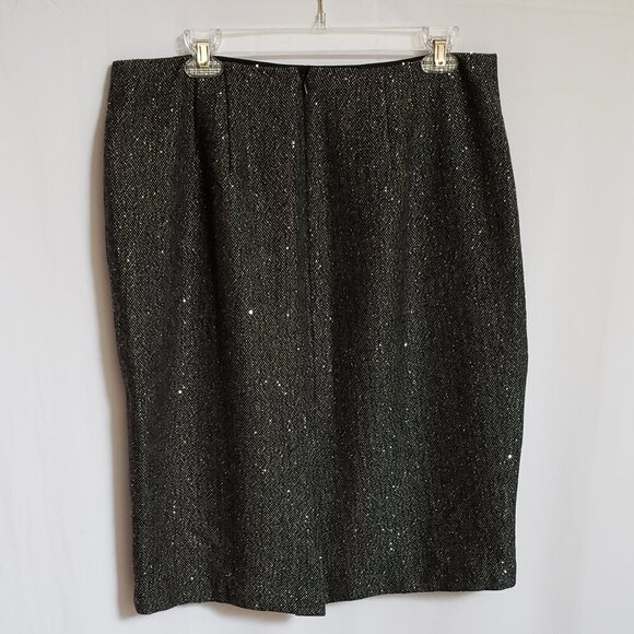 Talbots - Lined Black and Gray Skirt with Tiny Sequins. 60% Wool. Size 12 - Picture 2 of 4